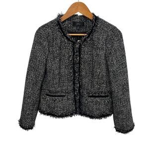 J.Crew Lady Jacket in Sparkling Constellation Tweed Women's 4 NWT Black Fringe